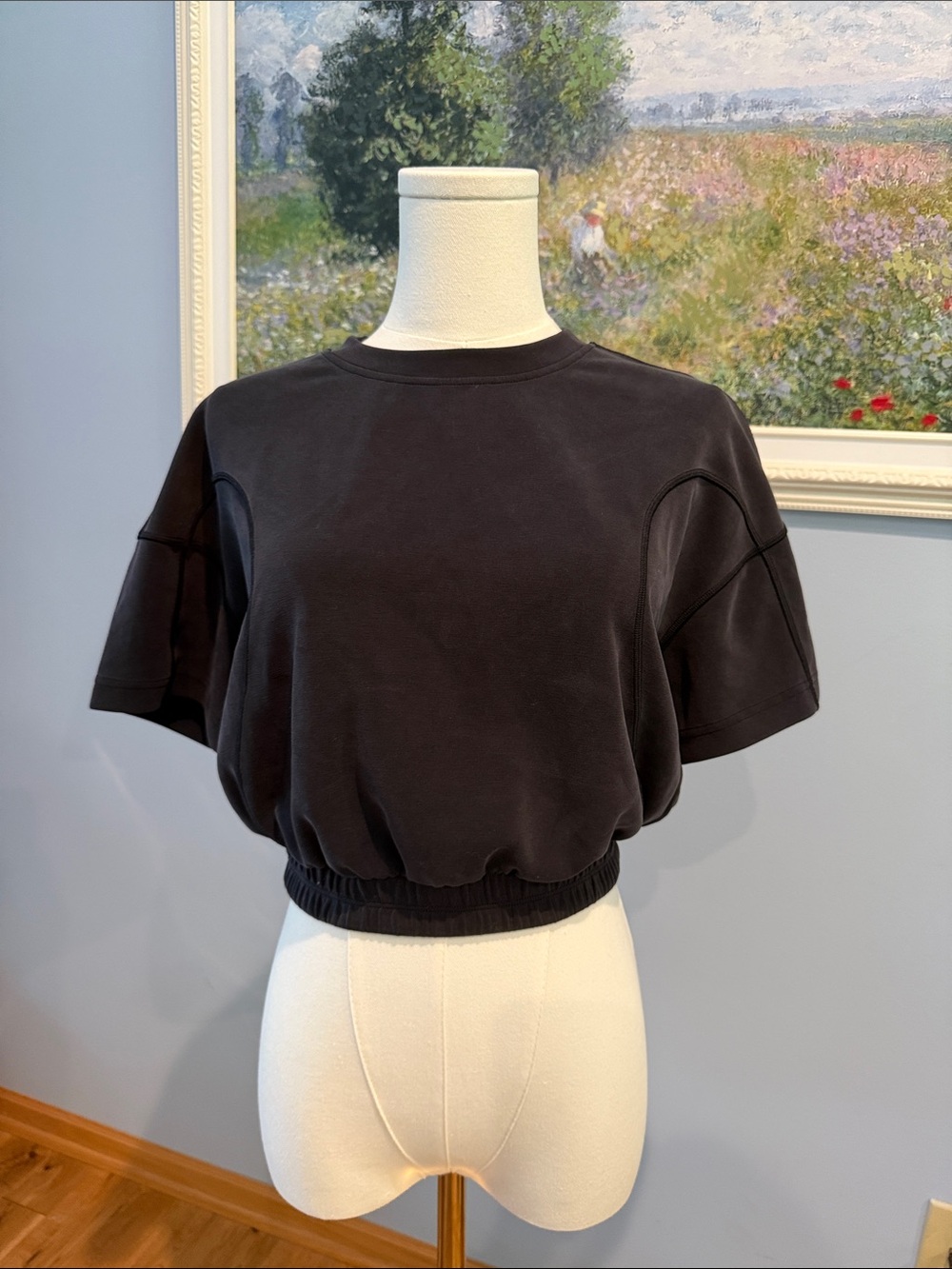 lululemon athletica Black Cropped Short-Sleeve m